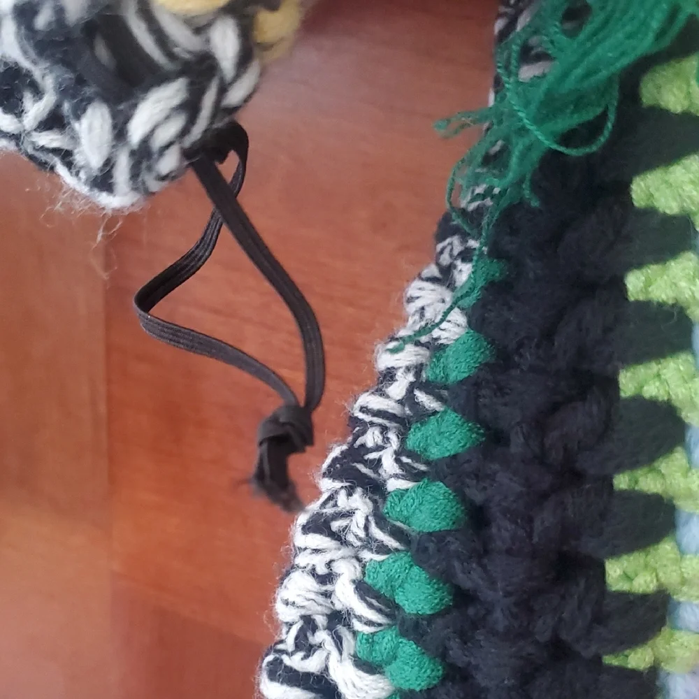 AKIRA Crocheted Multi-Stripe Scoop Neck Sweater in Pink, Yellow & Green - Picture 5 of 10